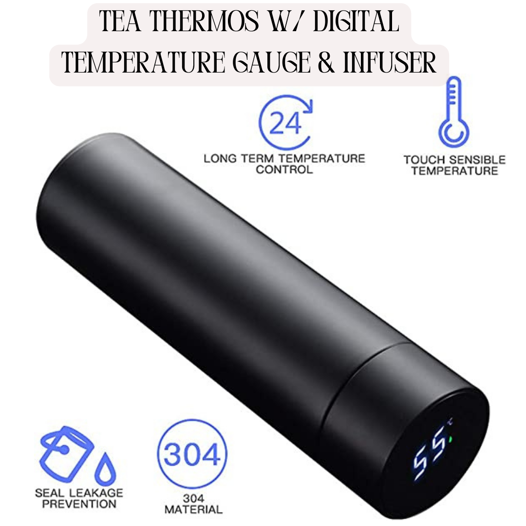 Tea Thermos with Digital Temperature Gauge and Infuser