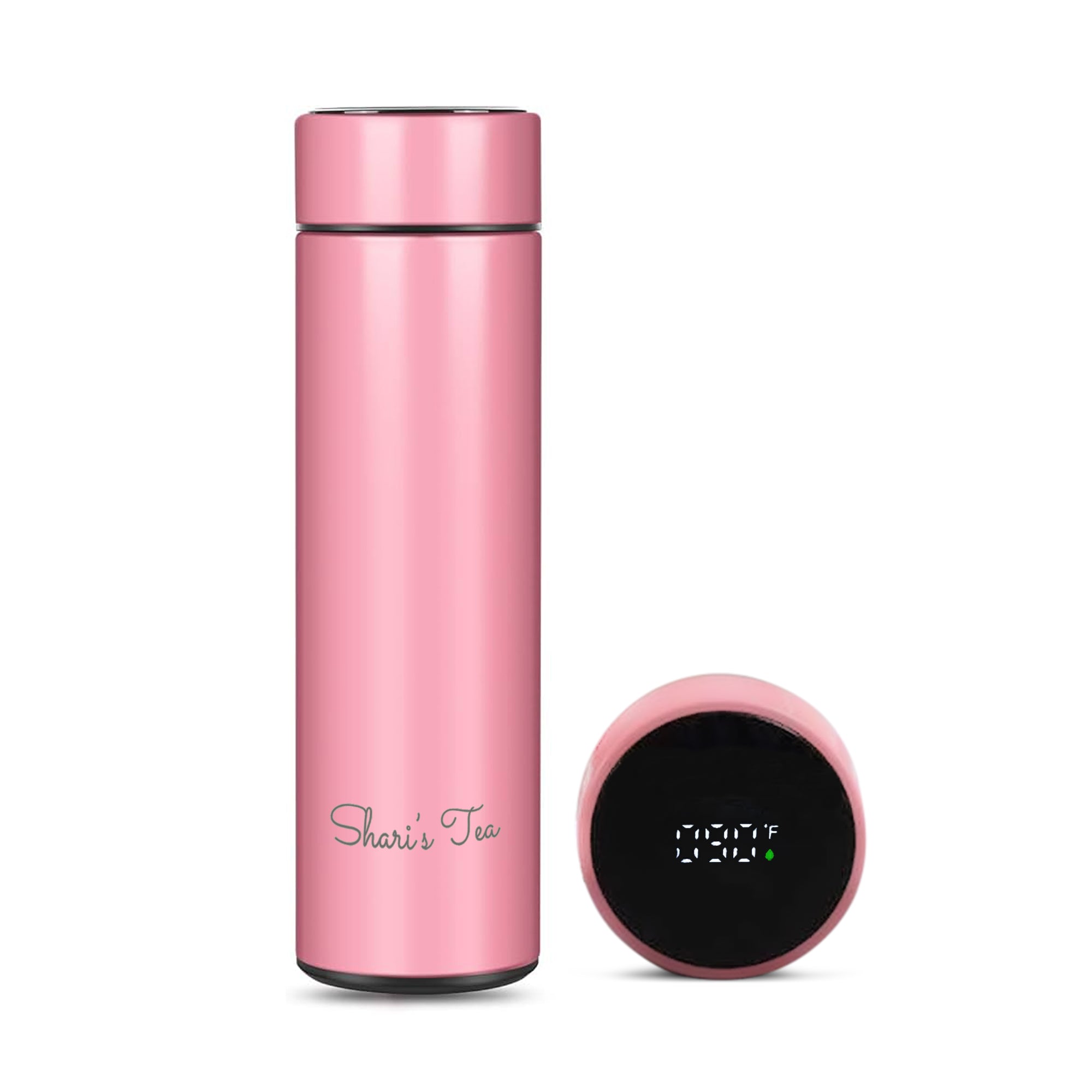 Tea Thermos with Digital Temperature Gauge and Infuser - Pink