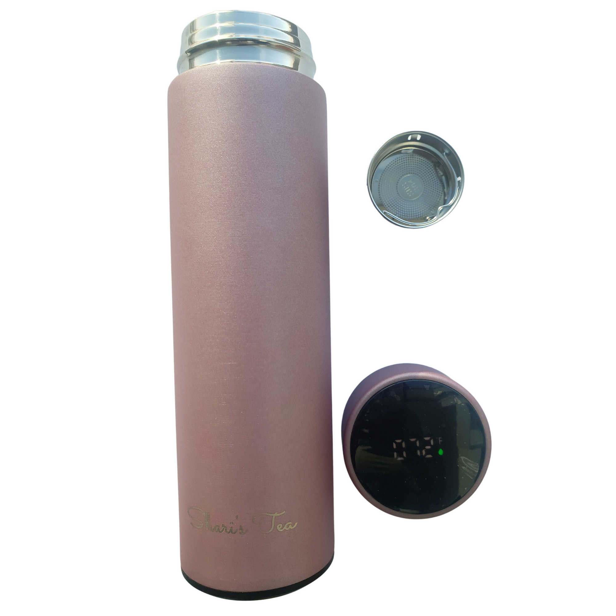 Tea Thermos with Digital Temperature Gauge and Infuser - Rose Gold