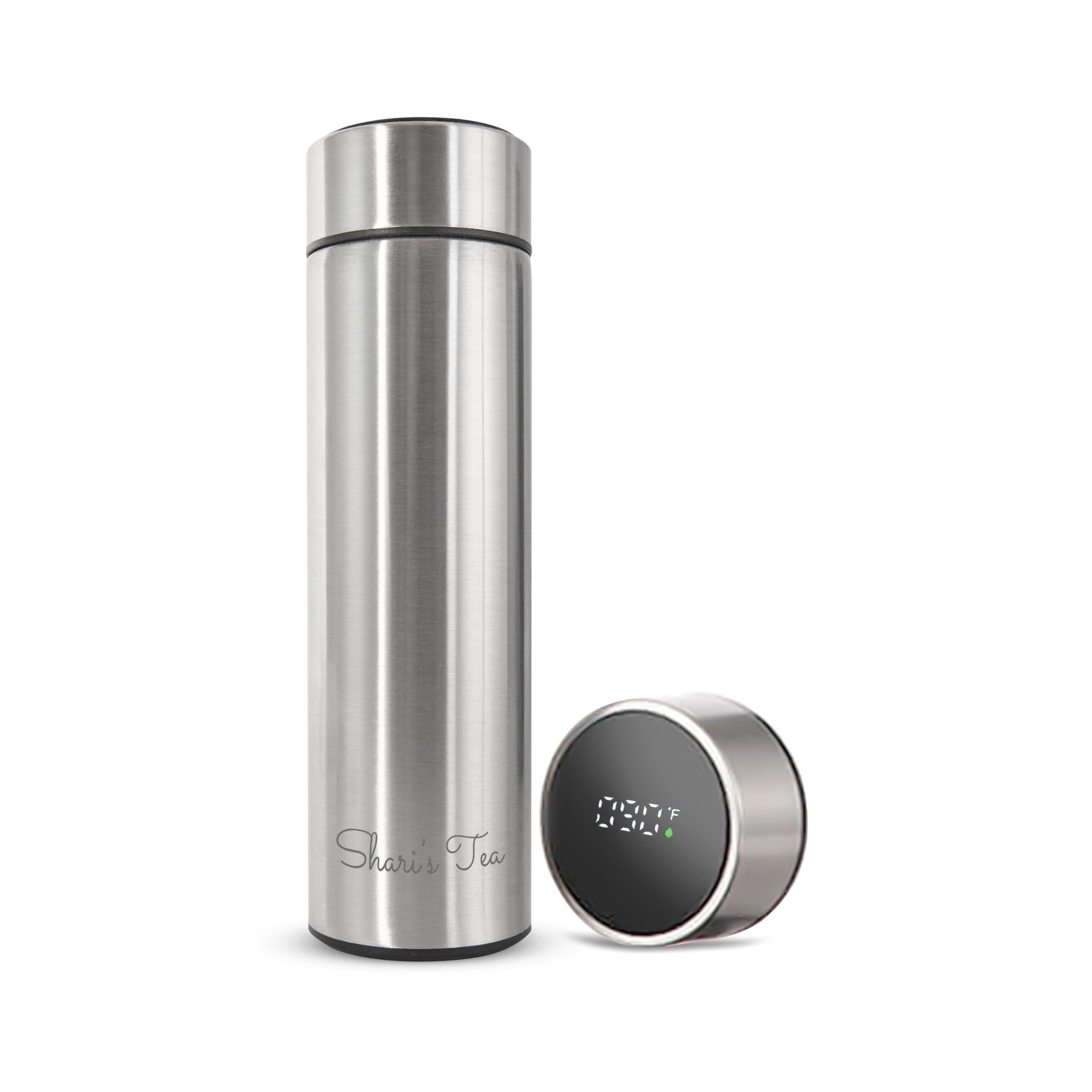 Tea Thermos with Digital Temperature Gauge and Infuser - Sliver