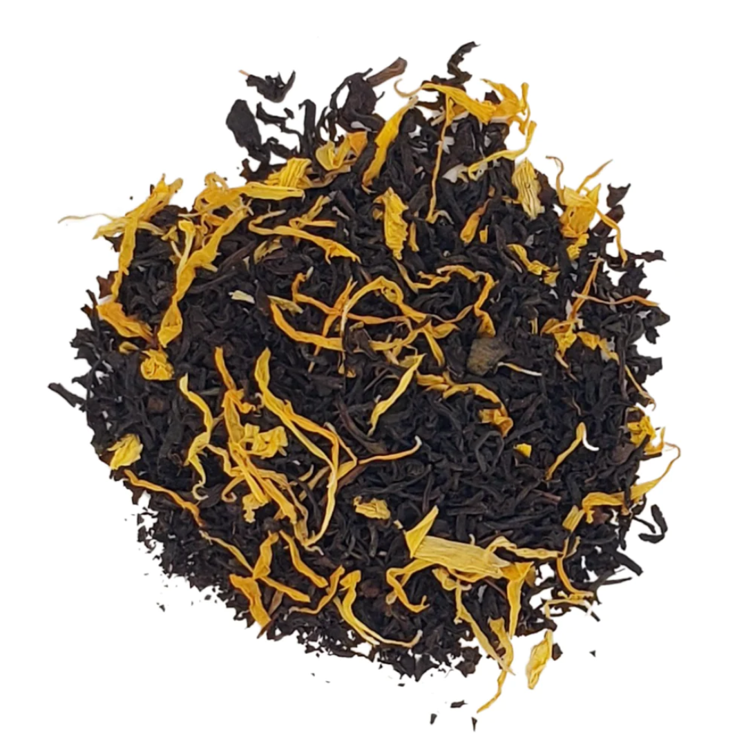 Apricot black tea and marigold leaves of Shari's Tea
